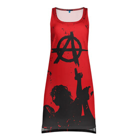 Платье-майка 3D с принтом АНАРХИЯ | СВОБОДА (Z) в Кировске, 100% полиэстер | полуприлегающий силуэт, широкие бретели, круглый вырез горловины, удлиненный подол сзади. | anarchy | riot | rock | анархия | бунт | знаки | музыка | панки | рок | свобода | символ | символика