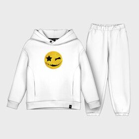 Детский костюм хлопок Oversize с принтом Смайл желтый в Кировске,  |  | emoji | smile | глаза крестики | злой смайл | злой смайлик | зубы | контраст | крестики | подарок | пятна | смайл | смайлик | улыбка | эмоджи | эмоция