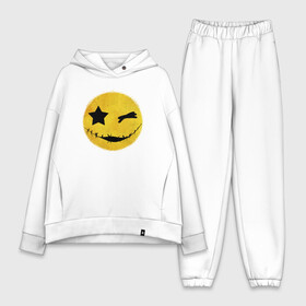 Женский костюм хлопок Oversize с принтом Смайл желтый в Кировске,  |  | emoji | smile | глаза крестики | злой смайл | злой смайлик | зубы | контраст | крестики | подарок | пятна | смайл | смайлик | улыбка | эмоджи | эмоция