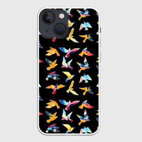 Чехол для iPhone 13 mini с принтом парящие акварельные птицы в Кировске,  |  | акварель | вечеринка | голубь | гуашь | диджей | диско | кисть | клуб | крылья | орёл | перья | полёт | птицы