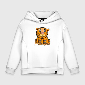 Детское худи Oversize хлопок с принтом Funny Tiger в Кировске, френч-терри — 70% хлопок, 30% полиэстер. Мягкий теплый начес внутри —100% хлопок | боковые карманы, эластичные манжеты и нижняя кромка, капюшон на магнитной кнопке | Тематика изображения на принте: 2022 | animal | cat | lion | tiger | год тигра | животные | зверь | зубы | кот | кошка | лев | охотник | полосатый | природа | тигр | тигренок | тигрица | хищник