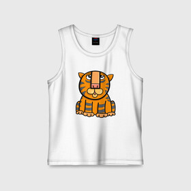 Детская майка хлопок с принтом Funny Tiger в Кировске,  |  | 2022 | animal | cat | lion | tiger | год тигра | животные | зверь | зубы | кот | кошка | лев | охотник | полосатый | природа | тигр | тигренок | тигрица | хищник