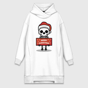 Платье-худи хлопок с принтом Merry Christmas joke в Кировске,  |  | holiday | joke | merry christmas | new year | poster | skeleton | skull | новый год | постер | праздник | рождество | скелет | череп | шутка