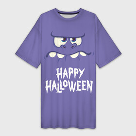 Платье-футболка 3D с принтом HAPPY HALLOWEEN в Кировске,  |  | halloween | holiday | pumpkin | samayn | vampire | zombie | вампир | ведьма | вечеринка | день всех святых | зомби | карнавал | маскарад | мертвец | оборотень | привидение | самайн | светильник джека | страшный джек | труп