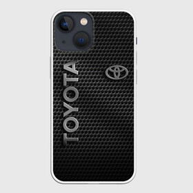 Чехол для iPhone 13 mini с принтом TOYOTA STEEL HONEYCOMBS в Кировске,  |  | toyota | авто | автомобиль | логотип | марка | машина | надпись | соты | сталь | текстура | тоета | тойота