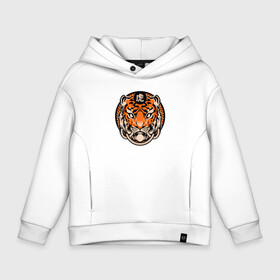 Детское худи Oversize хлопок с принтом Amazing Tiger в Кировске, френч-терри — 70% хлопок, 30% полиэстер. Мягкий теплый начес внутри —100% хлопок | боковые карманы, эластичные манжеты и нижняя кромка, капюшон на магнитной кнопке | Тематика изображения на принте: 2022 | animal | cat | lion | tiger | год тигра | животные | зверь | зубы | кот | кошка | лев | охотник | полосатый | природа | тигр | тигренок | тигрица | хищник