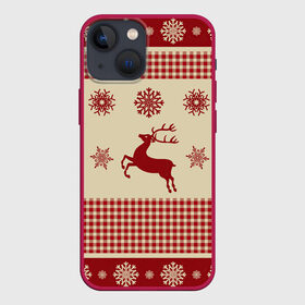 Чехол для iPhone 13 mini с принтом Олени в Кировске,  |  | арт | вязаный рисунок | вязь | новый год | олени | олень | рисунок | рога | рождество | снег | снежинка | снежинки