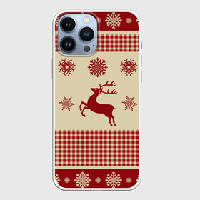 Чехол для iPhone 13 Pro Max с принтом Новогодние олени бегут в Кировске,  |  | арт | вязаный рисунок | вязь | новый год | олени | олень | рисунок | рога | рождество | снег | снежинка | снежинки
