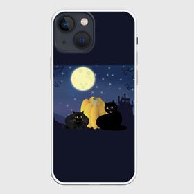 Чехол для iPhone 13 mini с принтом Котострашилка в Кировске,  |  | halloween | helloween | ведьма | котики | мистика | мистический дом | ночь | страшно | тыква | хеллоуин | хэллоуин