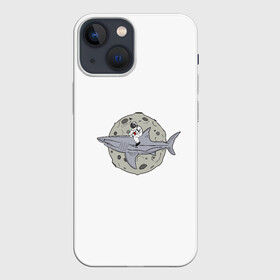 Чехол для iPhone 13 mini с принтом Moonserfer в Кировске,  |  | акула | космонавт | космос | луна | путешествие | рыба | ссср