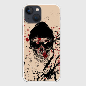 Чехол для iPhone 13 mini с принтом Череп Хипстер Брызги Краски в Кировске,  |  | head | hipster | skulls | бежевый | брызги | в шапке | голова | зубы | кости | краски | кровь | очки | паттерн | скелет | текстура | точки | узор | черепа | черный