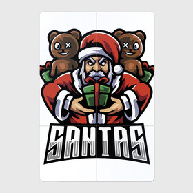 Магнитный плакат 2Х3 с принтом Дед Мороз и медвежата в Кировске, Полимерный материал с магнитным слоем | 6 деталей размером 9*9 см | bear | gift | holiday | new year | santa klaus | дед мороз | медвежонок | новый год | подарок | праздник