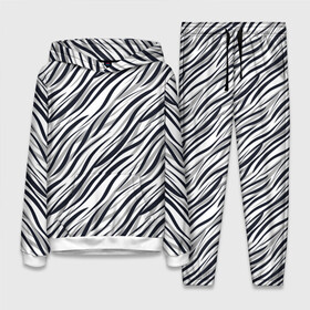 Женский костюм 3D (с толстовкой) с принтом Черно белый полосатый тигровый в Кировске,  |  | модный | монохромный | полосатый | серый и черный | современный | тигровый | черный и белый