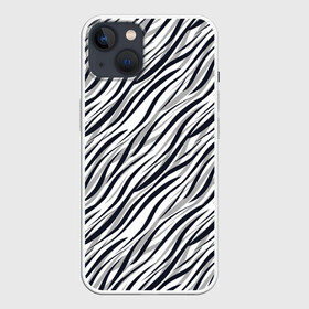 Чехол для iPhone 13 с принтом Черно белый полосатый тигровый в Кировске,  |  | модный | монохромный | полосатый | серый и черный | современный | тигровый | черный и белый