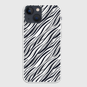 Чехол для iPhone 13 mini с принтом Черно белый полосатый тигровый в Кировске,  |  | Тематика изображения на принте: модный | монохромный | полосатый | серый и черный | современный | тигровый | черный и белый