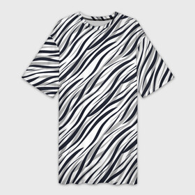 Платье-футболка 3D с принтом Черно белый полосатый тигровый в Кировске,  |  | модный | монохромный | полосатый | серый и черный | современный | тигровый | черный и белый