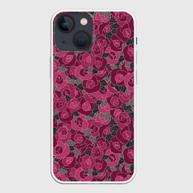 Чехол для iPhone 13 mini с принтом Красные и розовые  розы в Кировске,  |  | детский | красные розы | модный | розовые розы | розы | скетч | современный | цветочный узор | цветы
