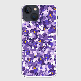 Чехол для iPhone 13 mini с принтом Анютины глазки узор в Кировске,  |  | абстрактные цветы | абстракция | красивые цветы | розовые цветы | розовый цветок | сиреневые цветы | сиреневый цветок | стилизация | фиолетовые цветы | фиолетовый цветок | цветок | цветы