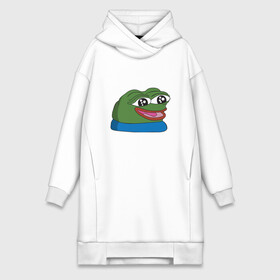 Платье-худи хлопок с принтом Pepe, pepe happy, Пепе хеппи в Кировске,  |  | Тематика изображения на принте: frog pepe | happy | happy new year | mem | meme | peepo | pepe | pepe happy | лягушка пепе | лягушонок | лягушонок пепе | пепе хеппи | хеппи