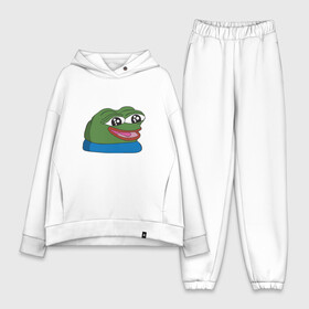 Женский костюм хлопок Oversize с принтом Pepe, pepe happy, Пепе хеппи в Кировске,  |  | Тематика изображения на принте: frog pepe | happy | happy new year | mem | meme | peepo | pepe | pepe happy | лягушка пепе | лягушонок | лягушонок пепе | пепе хеппи | хеппи