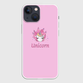 Чехол для iPhone 13 mini с принтом Единорог в Кировске,  |  | единорог | единорог с розовой гривой | красивый единорог | милота | милый единорог | прикольный единорог