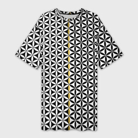 Платье-футболка 3D с принтом Цветок Жизни (чёрно белый) в Кировске,  |  | геометрия пространства | герметизм | древо жизни | друнвало мельхиседек | золотое сечение | куб метатрона | матрица | мудрость | роза мира | сакральная геометрия | семя жизни
