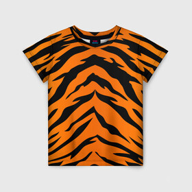 Детская футболка 3D с принтом Шкура тигра в Кировске, 100% гипоаллергенный полиэфир | прямой крой, круглый вырез горловины, длина до линии бедер, чуть спущенное плечо, ткань немного тянется | 2022 | tiger | животное | полосатый | полоски | полосы | тигр | хищник