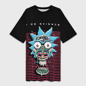 Платье-футболка 3D с принтом PIXEL ROBOT RICK в Кировске,  |  | adult swim | cartoon network | morty | planetina | rick | rick and morty | картун нетворк | морти | планетина | рик | рик и морти