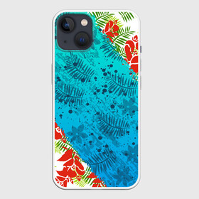 Чехол для iPhone 13 с принтом ЛЕТНИЕ КРАСКИ | ТРОПИКИ   SUMMER   МОРЕ в Кировске,  |  | holiday | paints | palmen | palms | pattern | sea | summer | sun | tropical | каникулы | краски | лето | листья | море | пальмы | паттерн | солнце | тропики