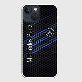 Чехол для iPhone 13 mini с принтом MERCEDES LOGO NEON в Кировске,  |  | amg | mercedes | авто | автомобиль | иномарка | логотип | машина | мерс | мерседес | соты | стальная броня | текстура