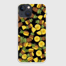 Чехол для iPhone 13 mini с принтом Ананасы в Кировске,  |  | anans | pineapple | ананас | ананасовый | паттерн | свингеры | тропики | тропический | фрукты