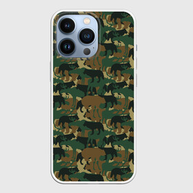 Чехол для iPhone 13 Pro с принтом Охотник (камуфляж из зверей) в Кировске,  |  | hunter | hunting | егерь | звери | капканы | лес | оружие | охота | охота на волка | охота на зайца | охота на кабана | охота на утку | охотник | ружьё