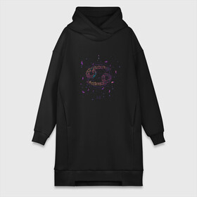 Платье-худи хлопок с принтом Floral Cancer Рак из цветов в Кировске,  |  | art | flora | flower | flowers | geometric | gradient | moon | space | арт | геометрия | гороскоп | градиент | графика | иллюстрация | космос | луна | минимализм | мистика | мистицизм | подарок раку | созвездие | созвездия | флора