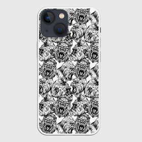Чехол для iPhone 13 mini с принтом Злые Гориллы   Паттерн в Кировске,  |  | africa | afrika | angry | ape | apes | black white | gorilla | gorillas | gorillaz | hip hop | monkey | pattern | raging | sketch | африка | африканский узор | злые обезьяны | мартышка | примат | приматы | рисунок | рисунок карандашом | скетч | узор | хип