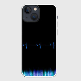 Чехол для iPhone 13 mini с принтом Темный принт с кардиограммой в Кировске,  |  | кардиограмма | не светлый принт | принт с тёмным фоном | тёмный | тёмный принт | чёрный принт