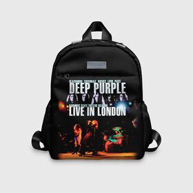 Детский рюкзак 3D с принтом Deep Purple   Live In London в Кировске, 100% полиэстер | лямки с регулируемой длиной, сверху петелька, чтобы рюкзак можно было повесить на вешалку. Основное отделение закрывается на молнию, как и внешний карман. Внутри дополнительный карман. По бокам два дополнительных кармашка | Тематика изображения на принте: deep purple | альбом | гловер | группа | дееп | деп | ди | дип перпл | диперпл | дипперпл | иэн гиллан | иэн пэйс | лого | логотип | метал | морс | пепл | прогрессивный | психоделический | рок | символ | хард