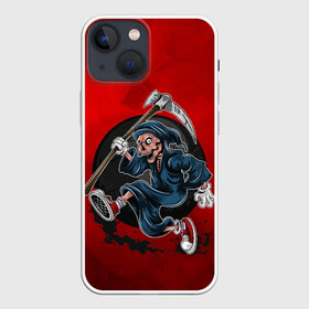 Чехол для iPhone 13 mini с принтом SkeletonRun в Кировске,  |  | арт | графика | коса | мультяшка | скелет | череп