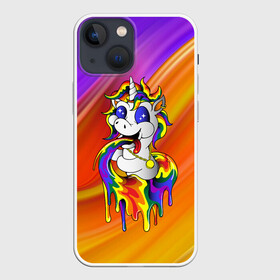 Чехол для iPhone 13 mini с принтом Единорог | Unicorn | Rainbow (Z) в Кировске,  |  | unicorn | unicornis | вымышленное существо | единорог | инрог | каркаданн | мифическое существо | моноцерос | нарвал | радужная | существо | цветная | яркая