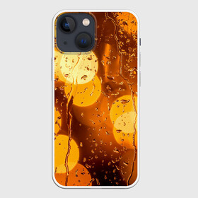 Чехол для iPhone 13 mini с принтом Дождик золотой в Кировске,  |  | bright | city | drops | evening | golden | lights | rain | wet | вечер | город | дождик | золотой | капли | мокрое | огни | стекло | яркие