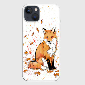 Чехол для iPhone 13 с принтом ЛИСА В ЛИСТЬЯХ   ОСЕННЕЕ НАСТРОЕНИЕ   FOX IN THE FOREST в Кировске,  |  | autumn | forest | fox | животные | звери | лес | лиса | листья | музыка | ноты | осень | песни | природа