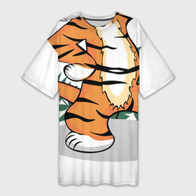 Платье-футболка 3D с принтом Тигренок стоит в Кировске,  |  | 2022 | джунгли | листья | маленький тигр | малыш | милый | новый год | саванна | тигр | тигренок