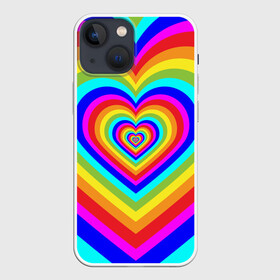 Чехол для iPhone 13 mini с принтом Цветные сердца | Colored hearts в Кировске,  |  | 00s | 2000s | 70s | 80s | 90s | aesthetic | bratz | colour | cow | cute | funny | girl | girly | glitter | grunge | heart | indie | meme | memes | pastel | pink | pinterest | popular | rainbow | retro | tiktok | trending | trendy | tumblr | vintage | vsco