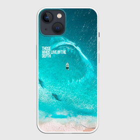 Чехол для iPhone 13 с принтом Shark in sea в Кировске,  |  | акула | арт | бирюза | море | пляж