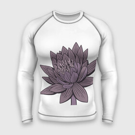 Мужской рашгард 3D с принтом Цветок лотоса фиолетовый в Кировске,  |  | aesthetics | liner | lotus | базовый | линии | лотос | минимализм | эстетика