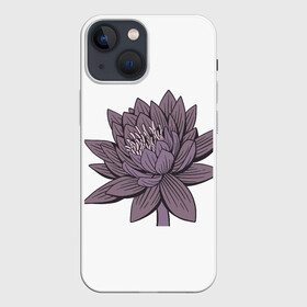 Чехол для iPhone 13 mini с принтом Цветок лотоса фиолетовый в Кировске,  |  | aesthetics | liner | lotus | базовый | линии | лотос | минимализм | эстетика