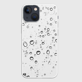 Чехол для iPhone 13 mini с принтом Утренний дождь в Кировске,  |  | без надписей | белый | вода | дождь | капли | светлый | стекло