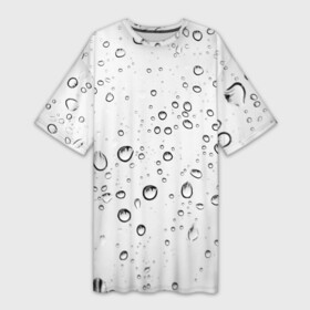 Платье-футболка 3D с принтом Утренний дождь в Кировске,  |  | без надписей | белый | вода | дождь | капли | светлый | стекло