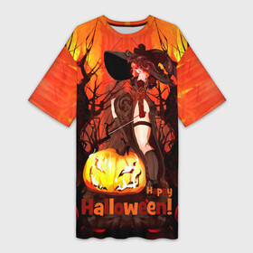 Платье-футболка 3D с принтом Колдунья со смычком в Кировске,  |  | bow | burns | dry | fiery | forest | happy halloween | holds | holiday | pumpkin | redhead | witch | ведьма | горит | держит | колдунья | лес | огненная | праздник | рыжая | смычек | сухой | тыква | хэллоуин