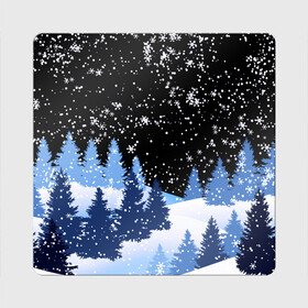 Магнит виниловый Квадрат с принтом Снежная ночь в зимнем лесу в Кировске, полимерный материал с магнитным слоем | размер 9*9 см, закругленные углы | Тематика изображения на принте: christmas | christmas tree | happy new year | merry christmas | new year | snow | snowflakes | tree | белый снег | декабрь | ёлка | елки | зима | зима близко | зимний орнамент | зимний узор | лес | моро | новый год | пейзаж | подарок | природа