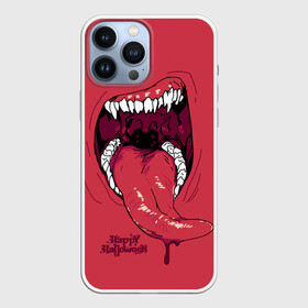 Чехол для iPhone 13 Pro Max с принтом Пасть красного хищника в Кировске,  |  | day of the dead | dripping blood | fangs | happy halloween | holiday | long tongue | predator | teeth | день мертвых | длинный язык | зубы | капает кровь | клыки | праздник | хищник | хэллоуин